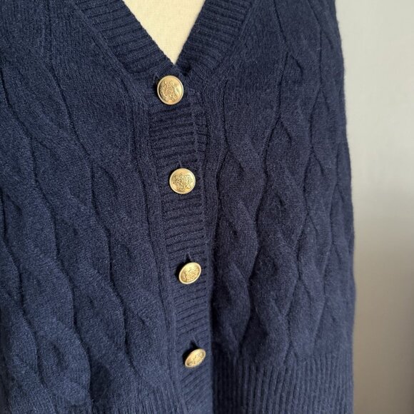 J. Crew Cashmere Cropped Cable-Knit Sweater-Vest Navy Size L - Picture 5 of 10